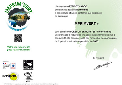 La certification Imprim'Vert 2025 d'Artek Dynadoc...